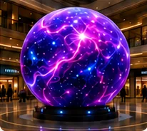 Spherical LED display in a mall atrium