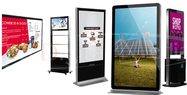 Digital menu board, mobile stand and free-standing kiosks